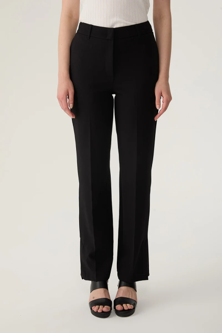 Fabric Pants with Slit - Black Black