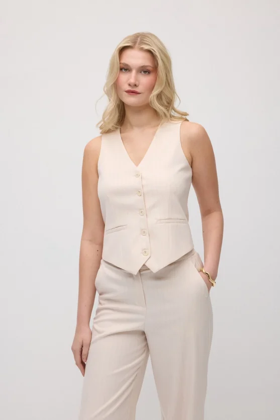 Faint Striped Classic Vest - Powder Pink - 3