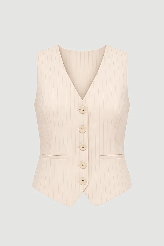 Faint Striped Classic Vest - Powder Pink - Gusto