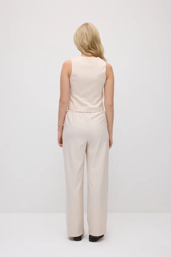 Faint Striped Wide-Leg Fabric Pants - Powder Pink - Gusto