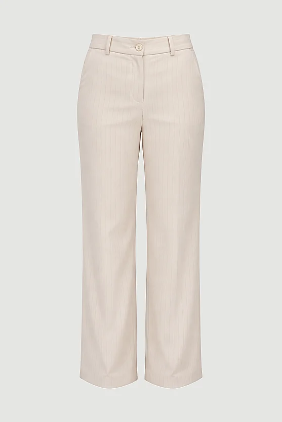Faint Striped Wide-Leg Fabric Pants - Powder Pink - Gusto