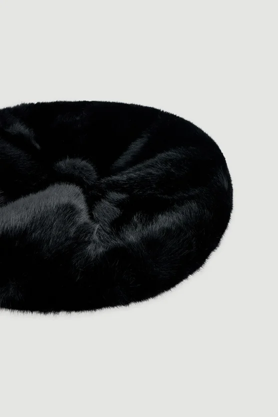 Faux Fur Beret Black - Gusto