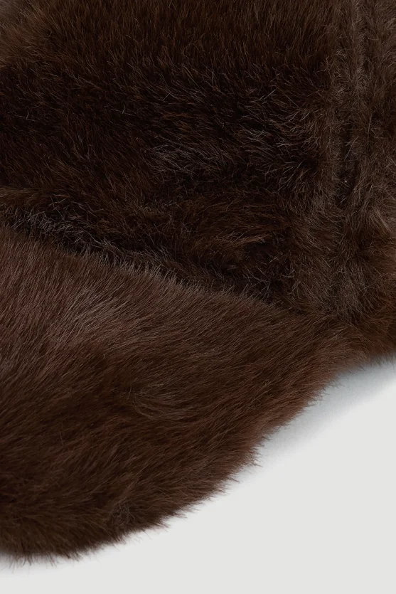 Faux Fur Hat Brown - 2