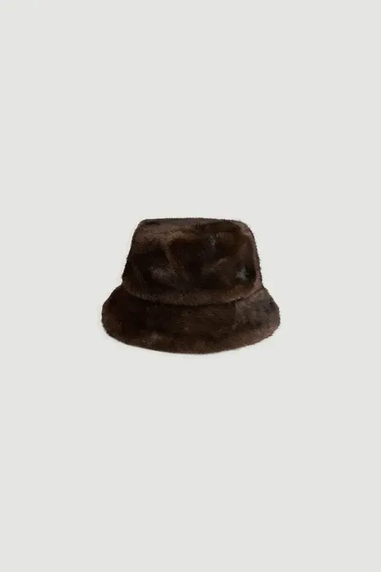 Faux Fur Hat - Brown - Gusto