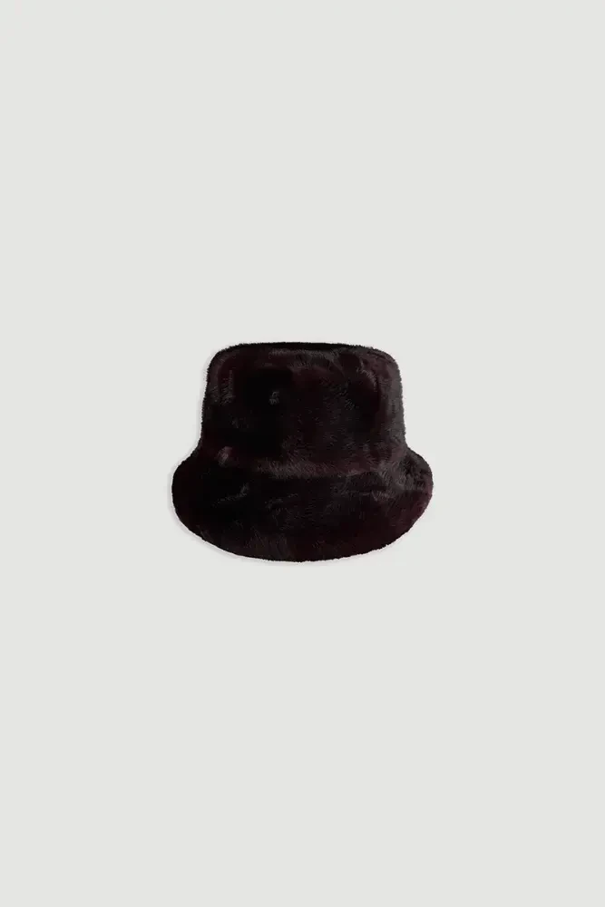 Faux Fur Hat - Plum