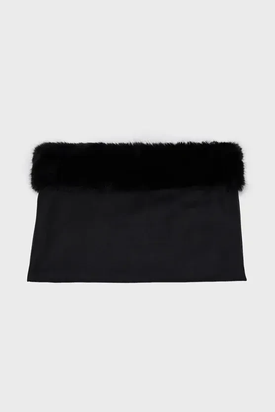 Faux Fur Shawl - Black - Gusto