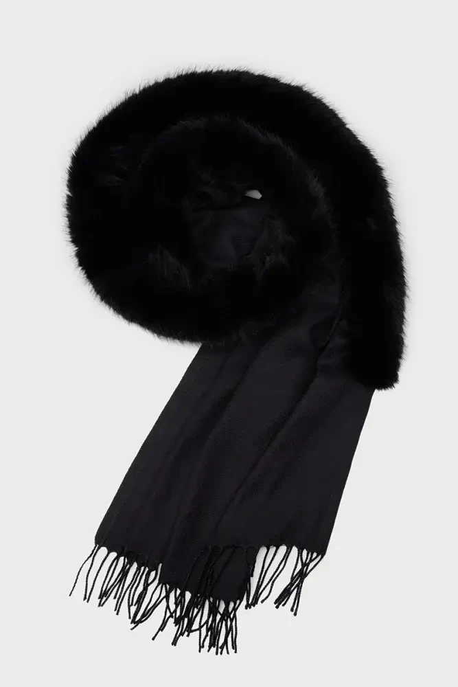Faux Fur Shawl - Black