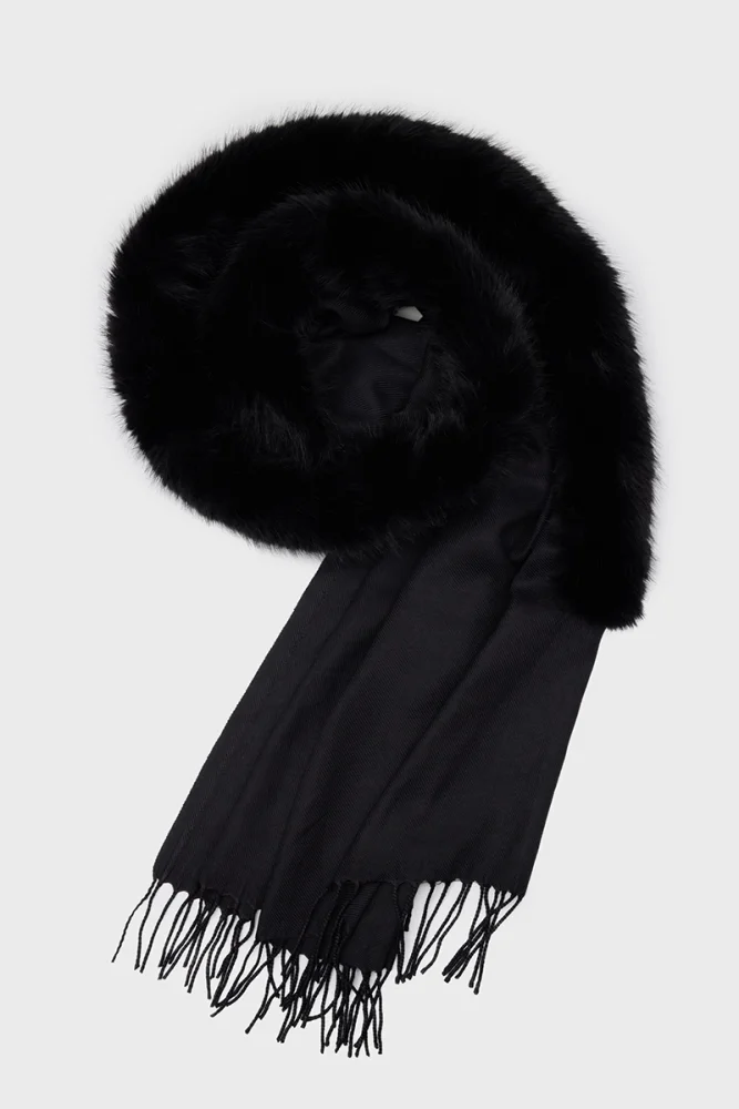 Faux Fur Shawl Black