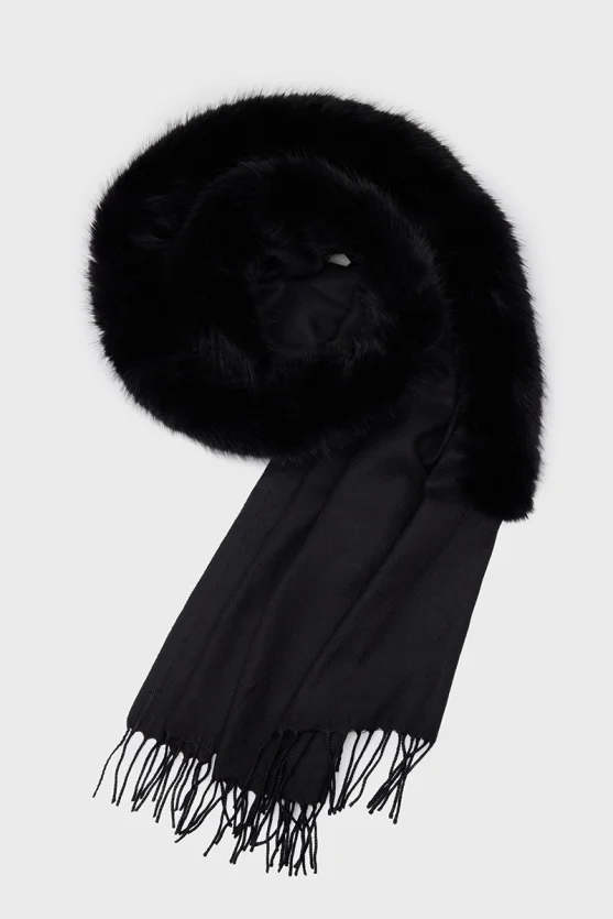 Faux Fur Shawl Black - 1