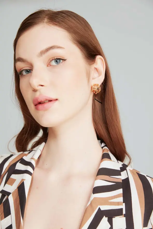 Five Row Earrings - Gold - 2