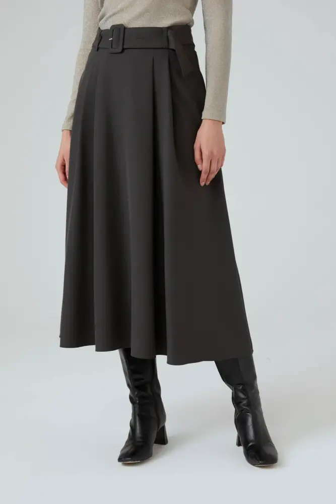 Flared Long Skirt - Gray Gray