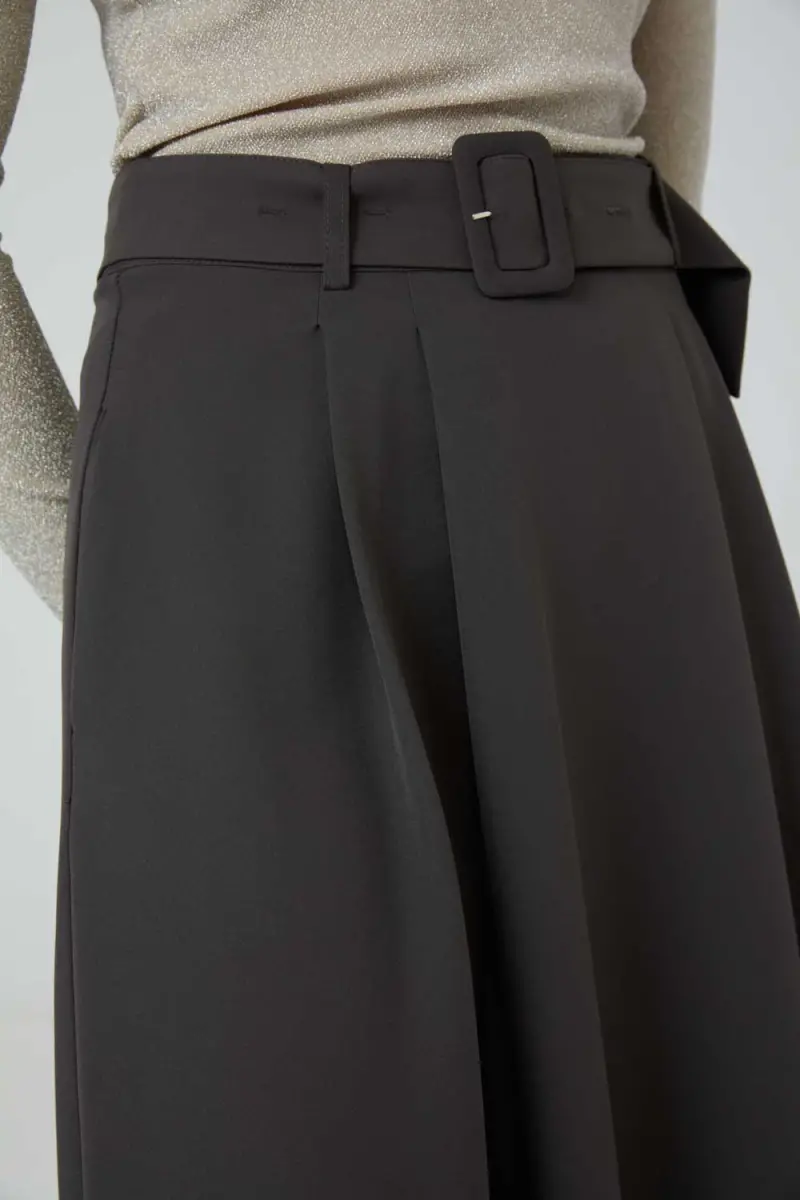Flared Long Skirt - Gray - 3