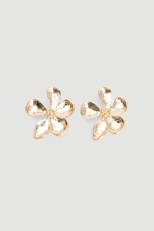 Floral Design Earrings - Gold - 1