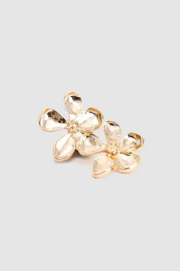 Floral Design Earrings - Gold - 2