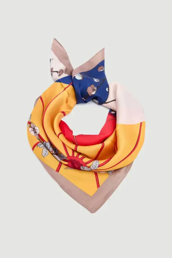 Floral Large Scarf - Mink - 1