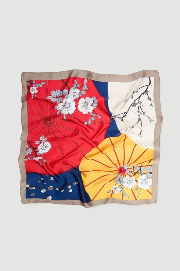 Floral Large Scarf - Mink - 4