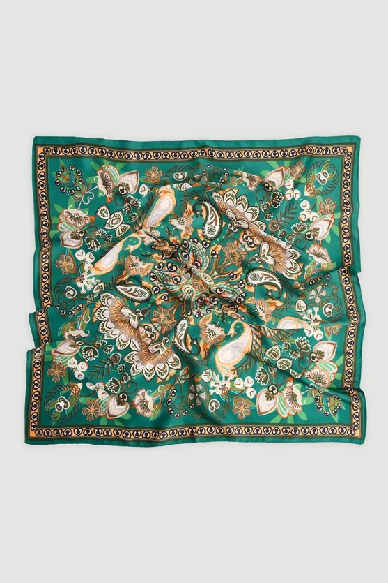 Floral Patterned Scarf Green - 2