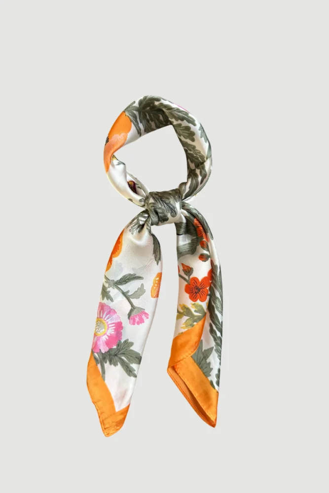 Floral Print Scarf - Orange