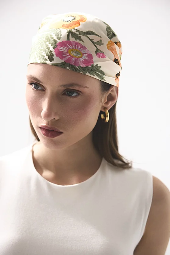 Floral Print Scarf - Orange - 2