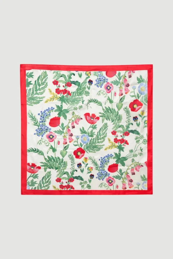 Floral Print Scarf - Red - Gusto