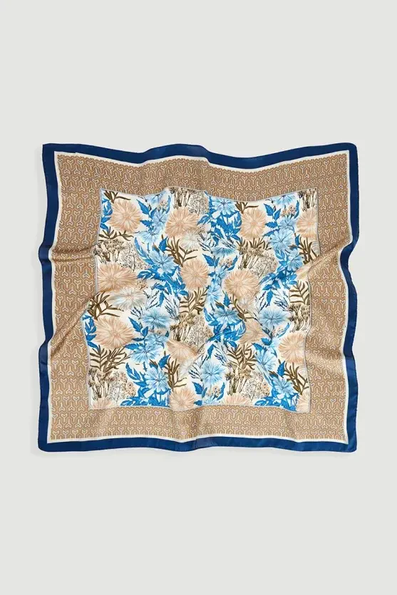Floral Scarf - Blue - 2