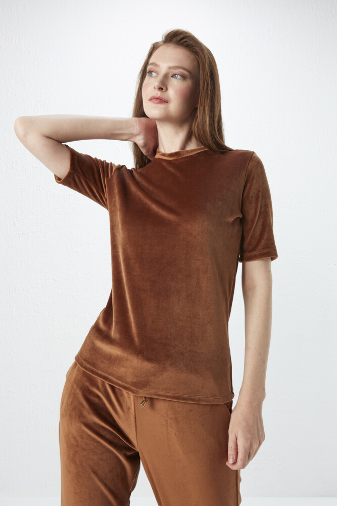 French Velvet Tshirt - Brown Brown