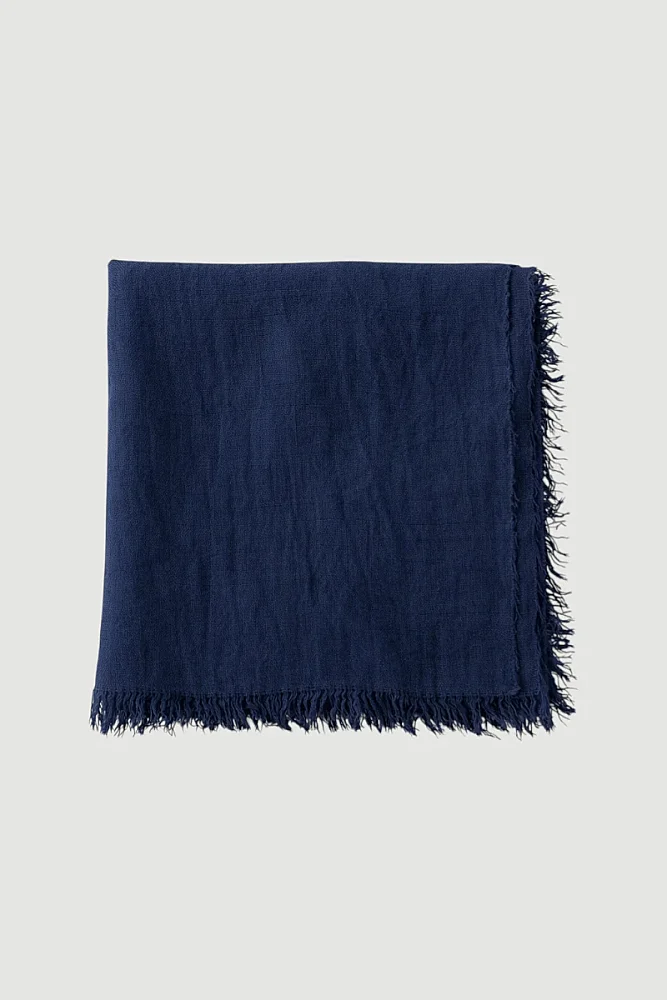 Fringed Shawl - Navy Blue