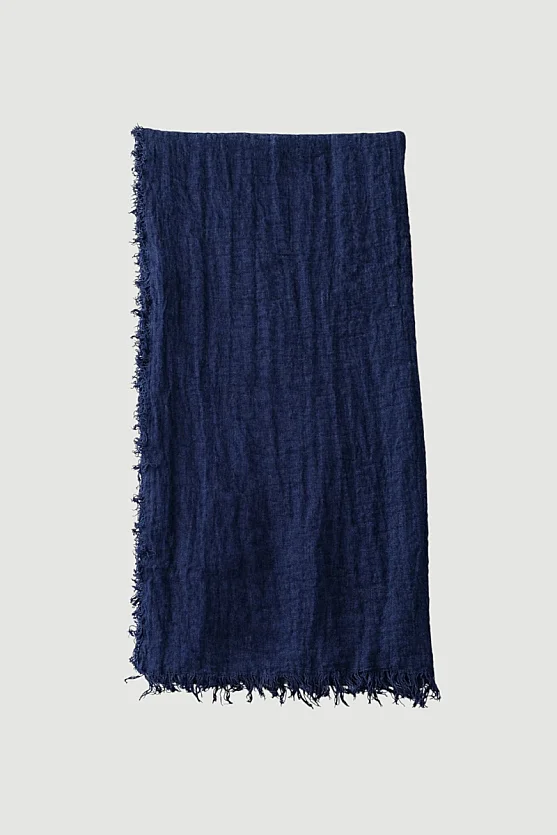 Fringed Shawl - Navy Blue - 2