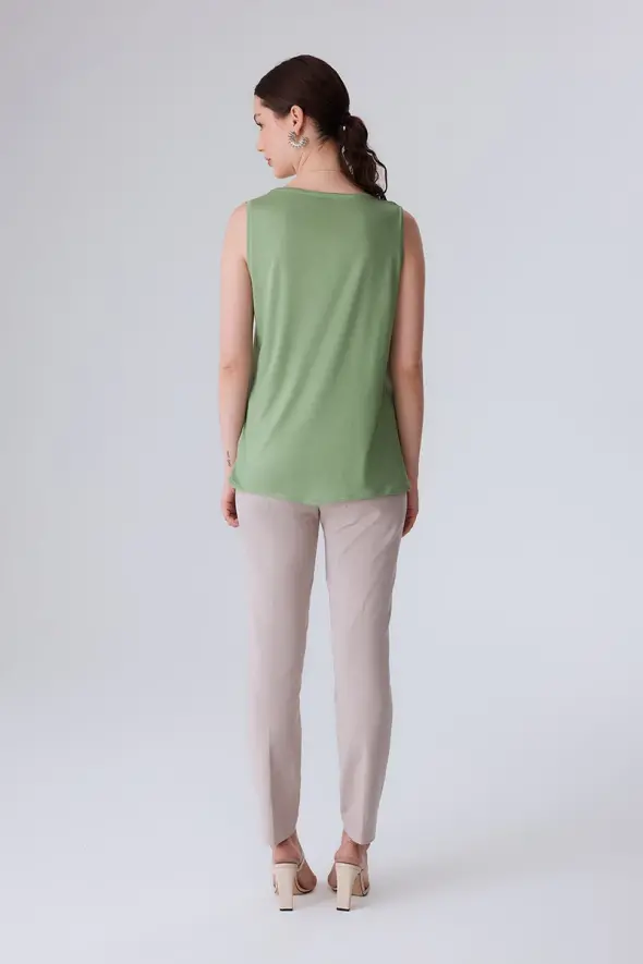 Front Satin Back Jersey Tank Top - Green - 4