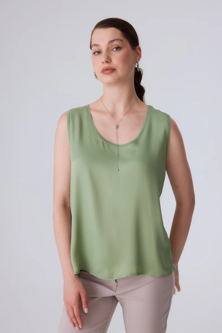 Front Satin Back Jersey Tank Top - Green Green