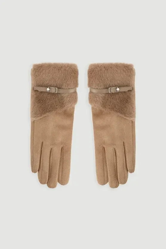 Fur Belted Gloves - Mink - Gusto