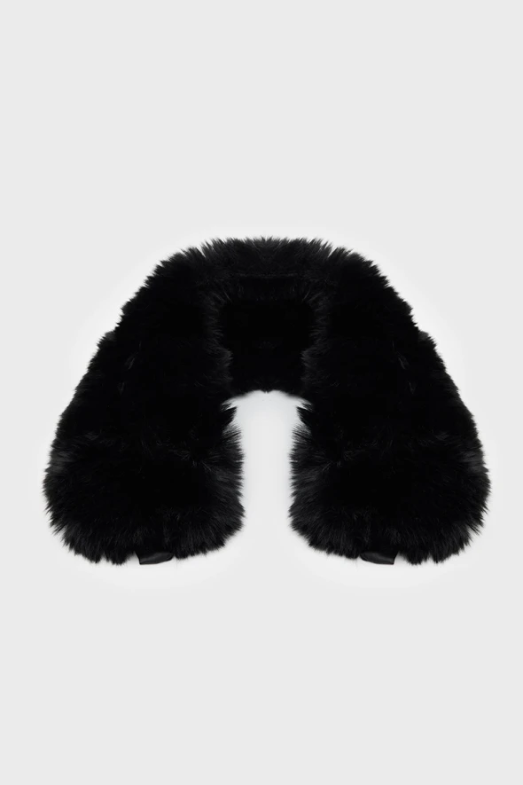 Fur Neck Collar with Magnet - Black - 1