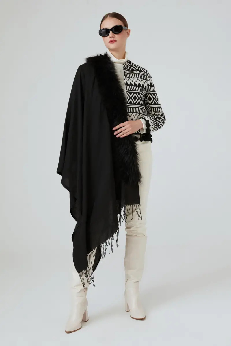 Black 2024 fur cape