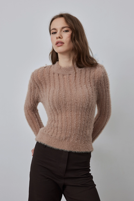 Fuzzy Knit Sweater - Mink Mink