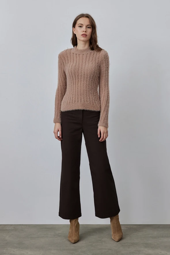 Fuzzy Knit Sweater - Mink - 2