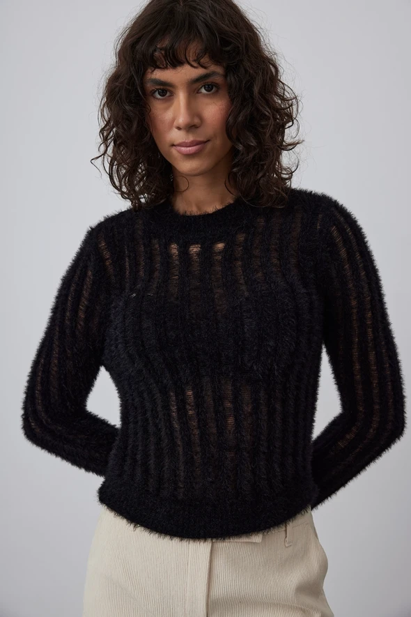 Fuzzy Knitwear - Black - 3