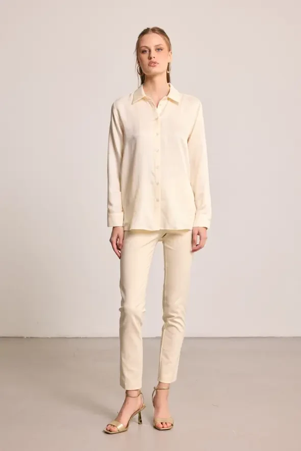 G Pattern Monogram Tencel Shirt - Ecru - Gusto