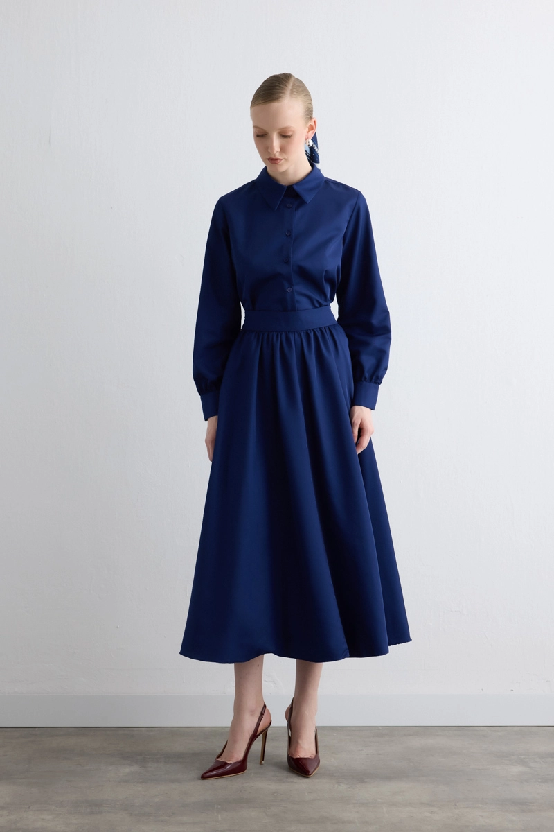 Gathered Parachute Skirt - Navy Navy Blue