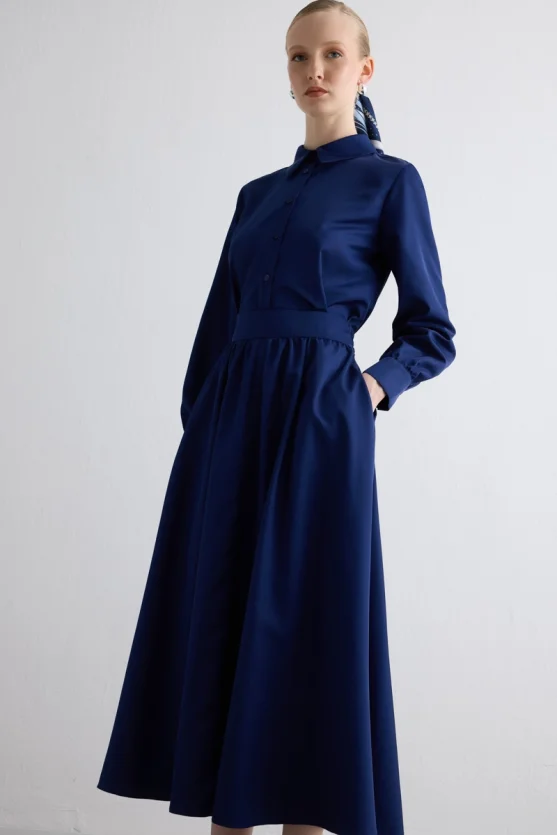 Gathered Parachute Skirt Navy - 4