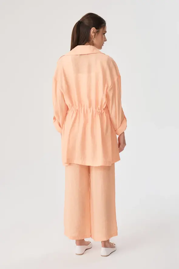 Gathered Relaxed Fit Jacket - Peach - 5