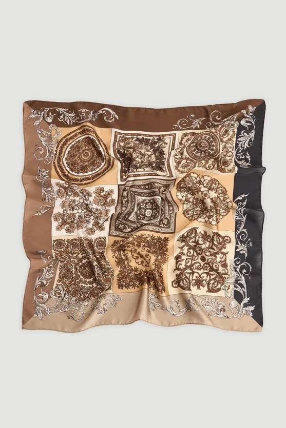 Geometric Patterned Scarf Beige - Gusto