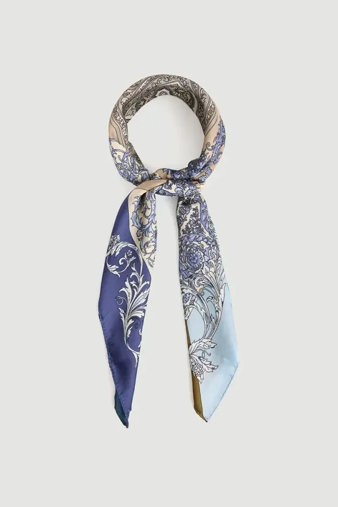 Geometric Patterned Scarf - Blue Blue