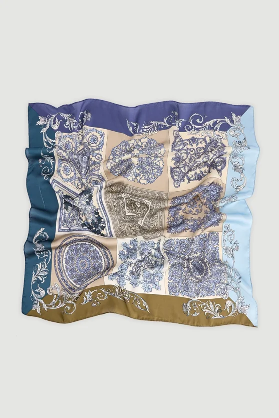 Geometric Patterned Scarf Blue - Gusto