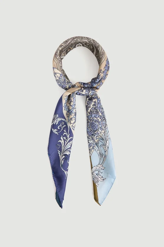 Geometric Patterned Scarf Blue - Gusto