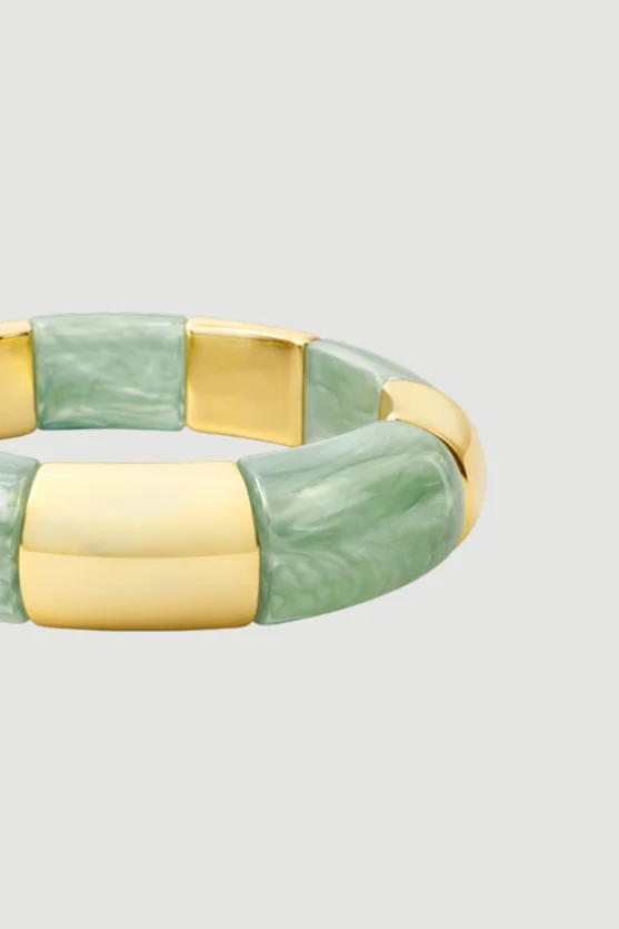 Gold-Detail Beaded Elastic Bracelet - Blue - 2