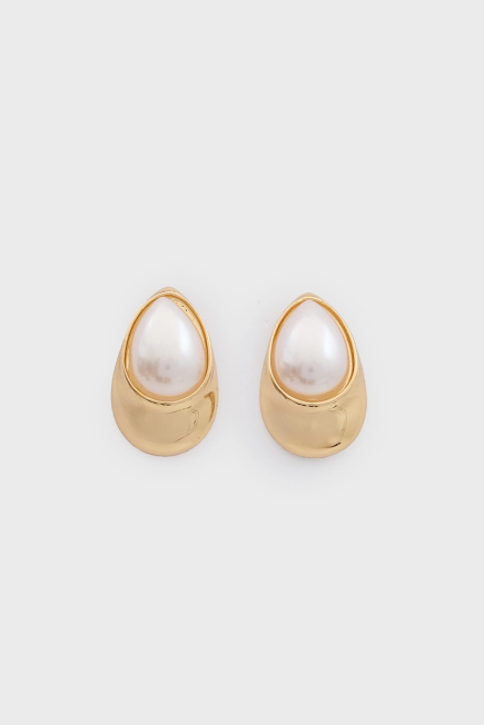 Gold Detailed Pearl Earrings - Gold Gold