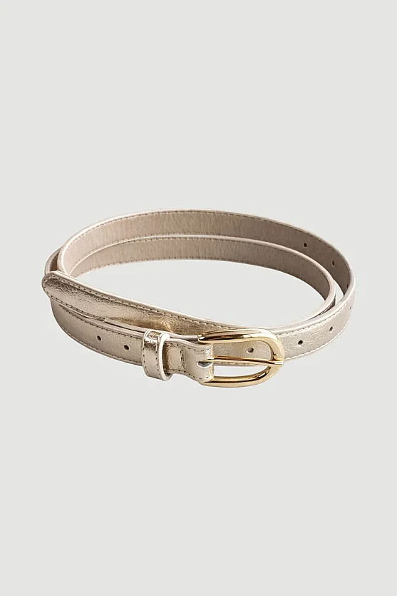 Gold Faux Leather Belt - Gold - 2