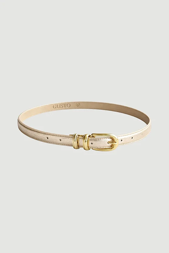 Gold Faux Leather Belt - Gold - Gusto