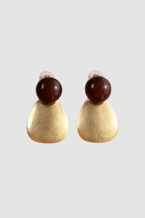Gold Matte Bead Detail Earrings - Gold - Gusto