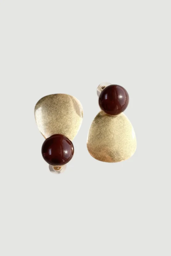 Gold Matte Bead Detail Earrings - Gold - Gusto